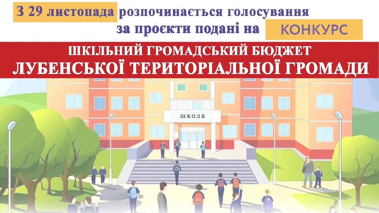 З 29 листопада розпочинається голосування за проєкти подані на конкурс шкільний громадський бюджет