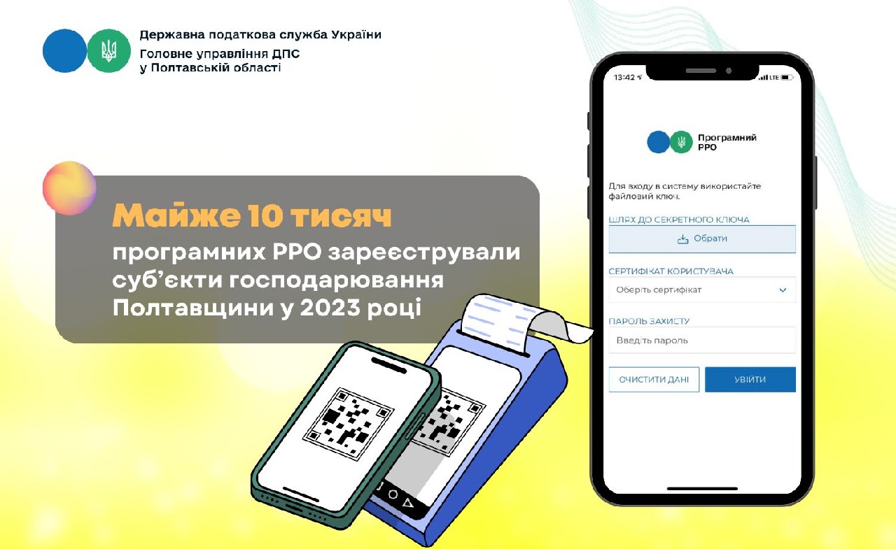 Майже 10 тисяч програмних РРО зареєстрували суб’єкти господарювання Полтавщини у 2023 році