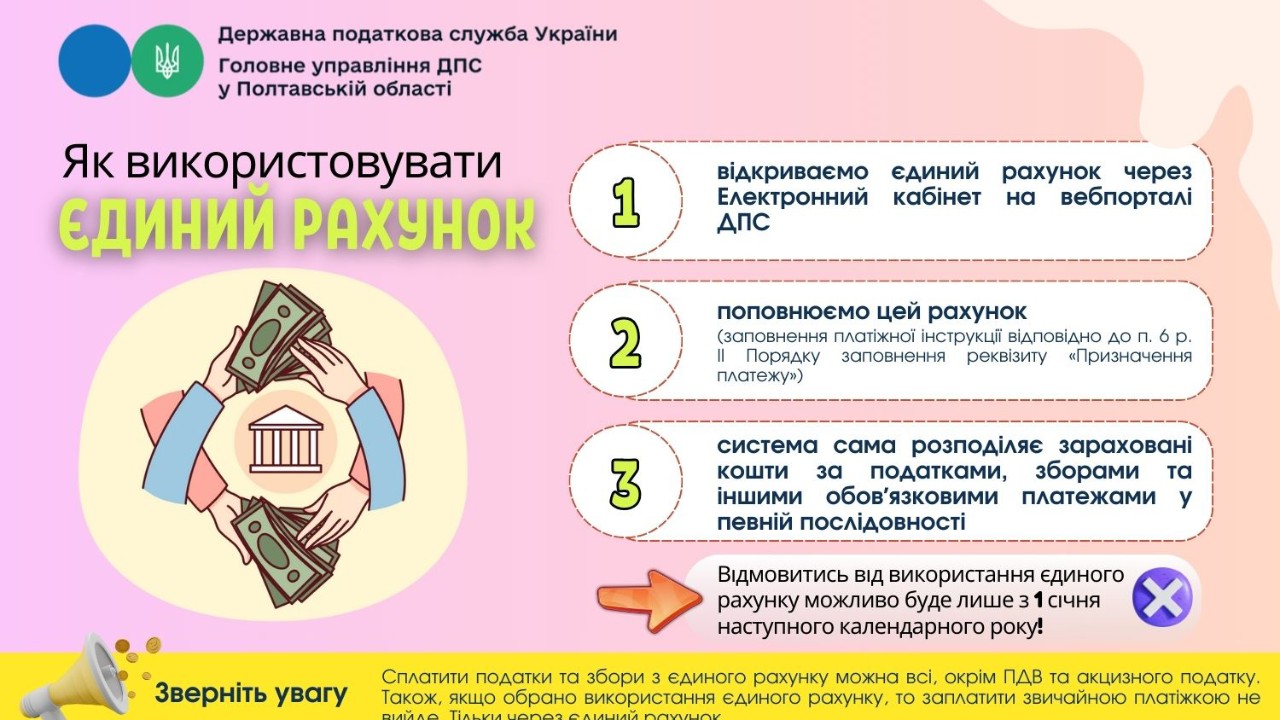 Як використовувати єдиний рахунок! 