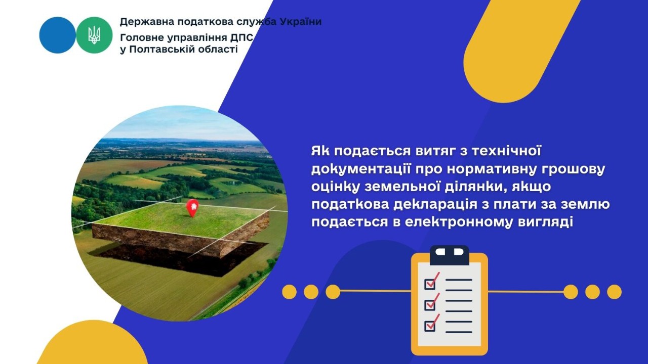 Як подається витяг з технічної документації про нормативну грошову оцінку земельної ділянки, якщо податкова декларація з плати за землю подається в електронному вигляді