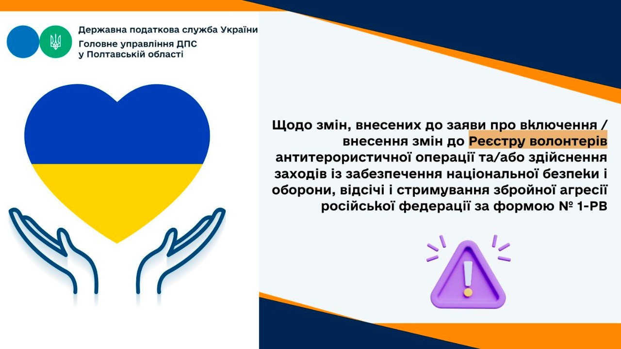 Щодо змін, внесених до заяви про включення / внесення змін  до Реєстру волонтерів антитерористичної операції та/або здійснення заходів із забезпечення національної безпеки і оборони, відсічі і стримування збройн