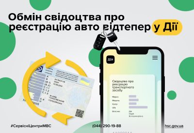 Відновлюйте та обмінюйте свідоцтво про реєстрацію авто онлайн у застосунку Дія
